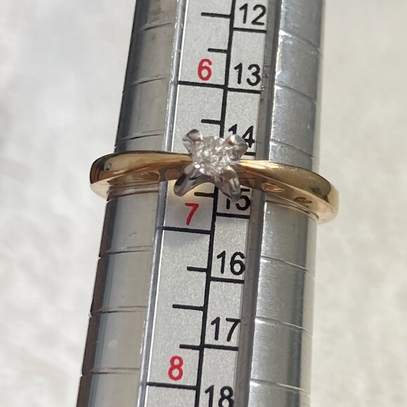Diamond Solitaire Ring with Heart Accents in Yellow Gold Perfect for Valentine's - Picture 12 of 12